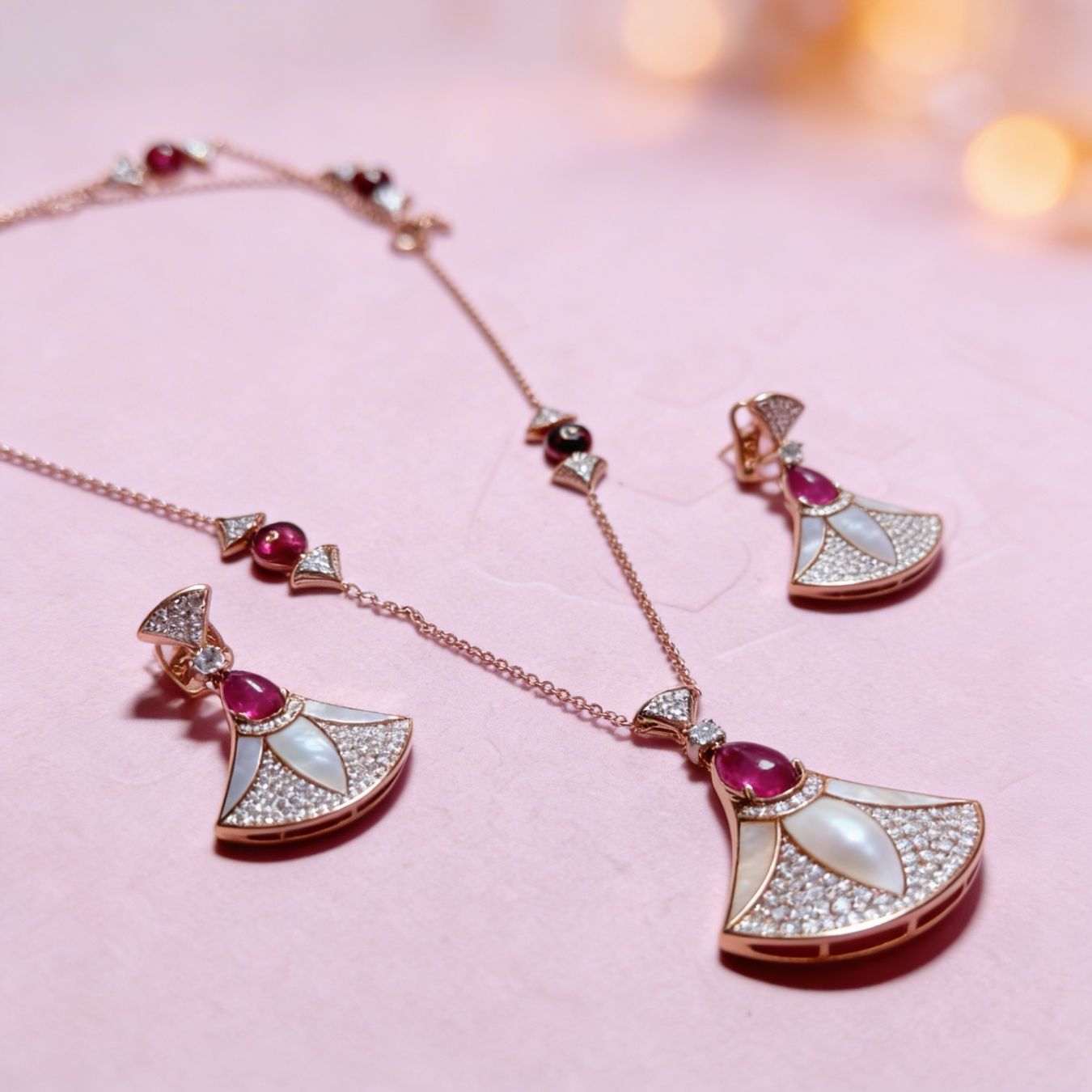 Altri gioielli: Parure collier et boucles d'oreilles rosées – Nuovo e nell'imballaggio originale da St-Maurice venduto da Sandrinette123 3