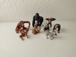 Schleich Affen Set Wild Life Mix Katta Familie Affe Gorilla