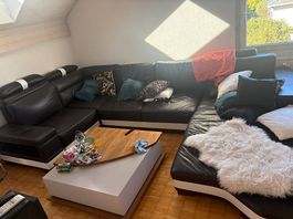 Moderner Wohnzimmertisch weiss / Holz  Couchtisch