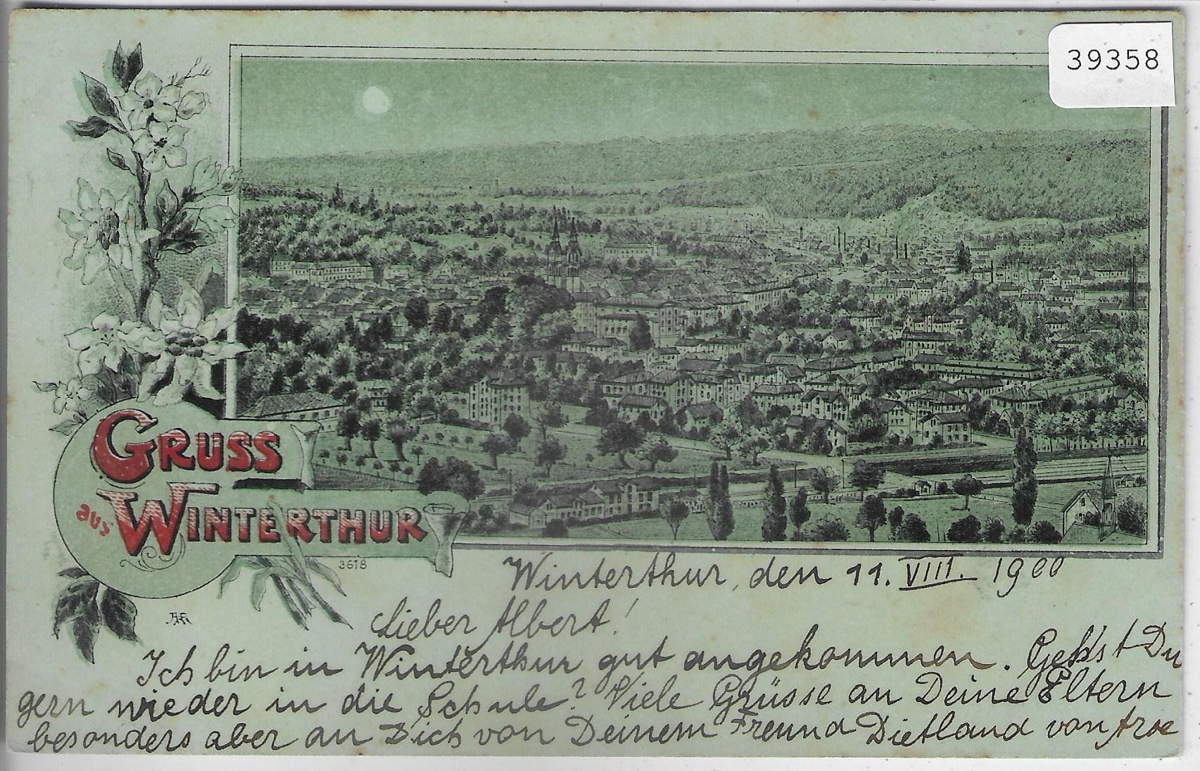 Cartoline postali: Gruss aus Winterthur - Mondschein-Litho – Usato da Ettingen venduto da Kartenplanet