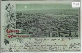 Gruss aus Winterthur - Mondschein-Litho