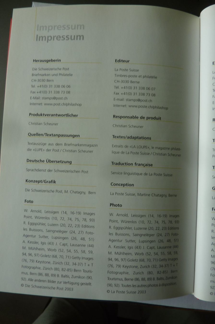 Alle Briefmarken: BRIEFMARKEN.MIT  VIERSPRACHIGEM TEXT. COLLECTION SUISSE 2003 – Neu (gemäss Beschreibung) aus Zürich von Rrehsuah 9