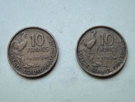 2x  10 Francs France 1951 -1952  G.Guiraud