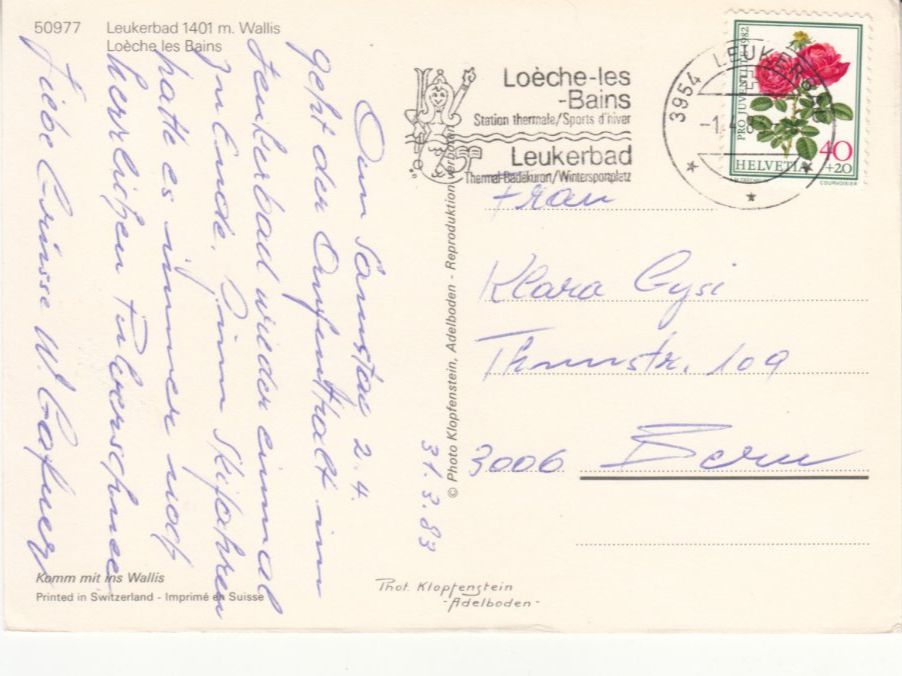 Cartoline postali: Leukerbad 1983 – Usato da Bürglen TG venduto da StampGraf 1