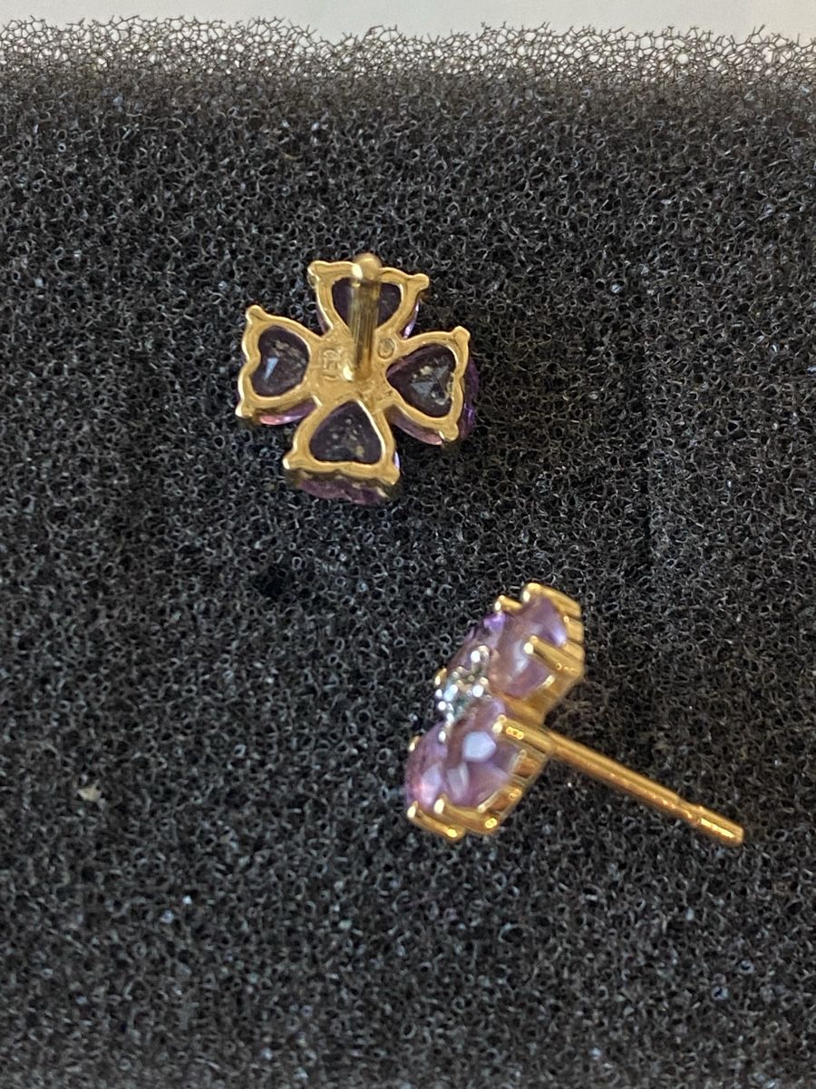 Christ Orecchini pendenti & Orecchini a lobo: Ohrstecker Kleeblatt Design echte Amethysten – Usato da Engelburg venduto da Lallylala 2