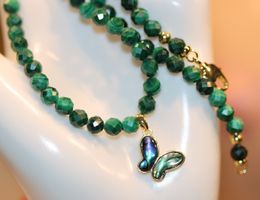 Malachit Kette Halskette Collier Edelstein Halsschmuck 45 cm