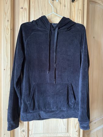 Samt-Hoodie, Grösse M, Schwarz