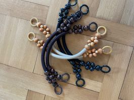 Vintage Taschenhenkel, Holzperlen, DIY, 3 Paare!