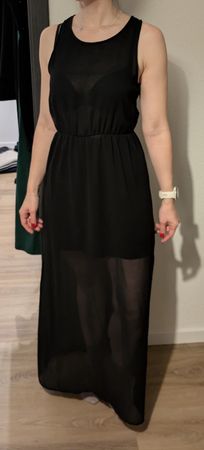 Robe longue noir dos dentelle, taille S/M