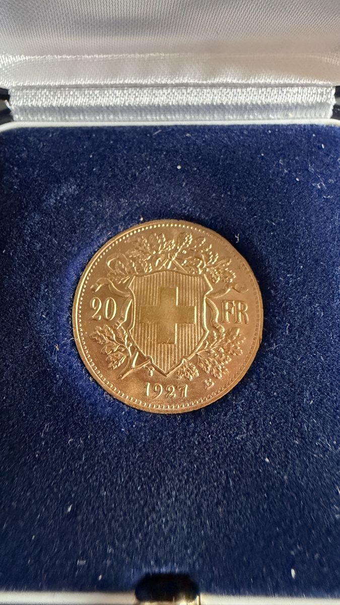 Alle Münzen: Goldvreneli 20 Franken 1927 B – Neu und originalverpackt aus Hoeri von negoziation