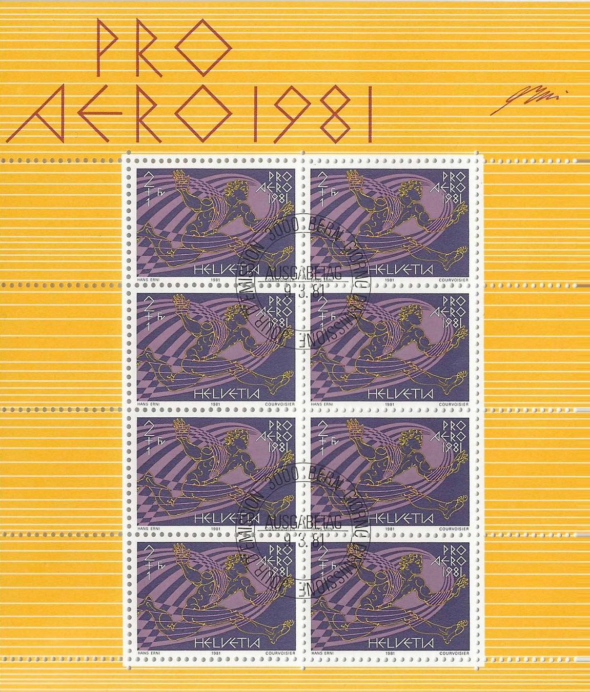 Tutti i francobolli: PA048 - Feuillet Pro Aero 1981 1er j. – Usato da Trélex venduto da Phil_Albert