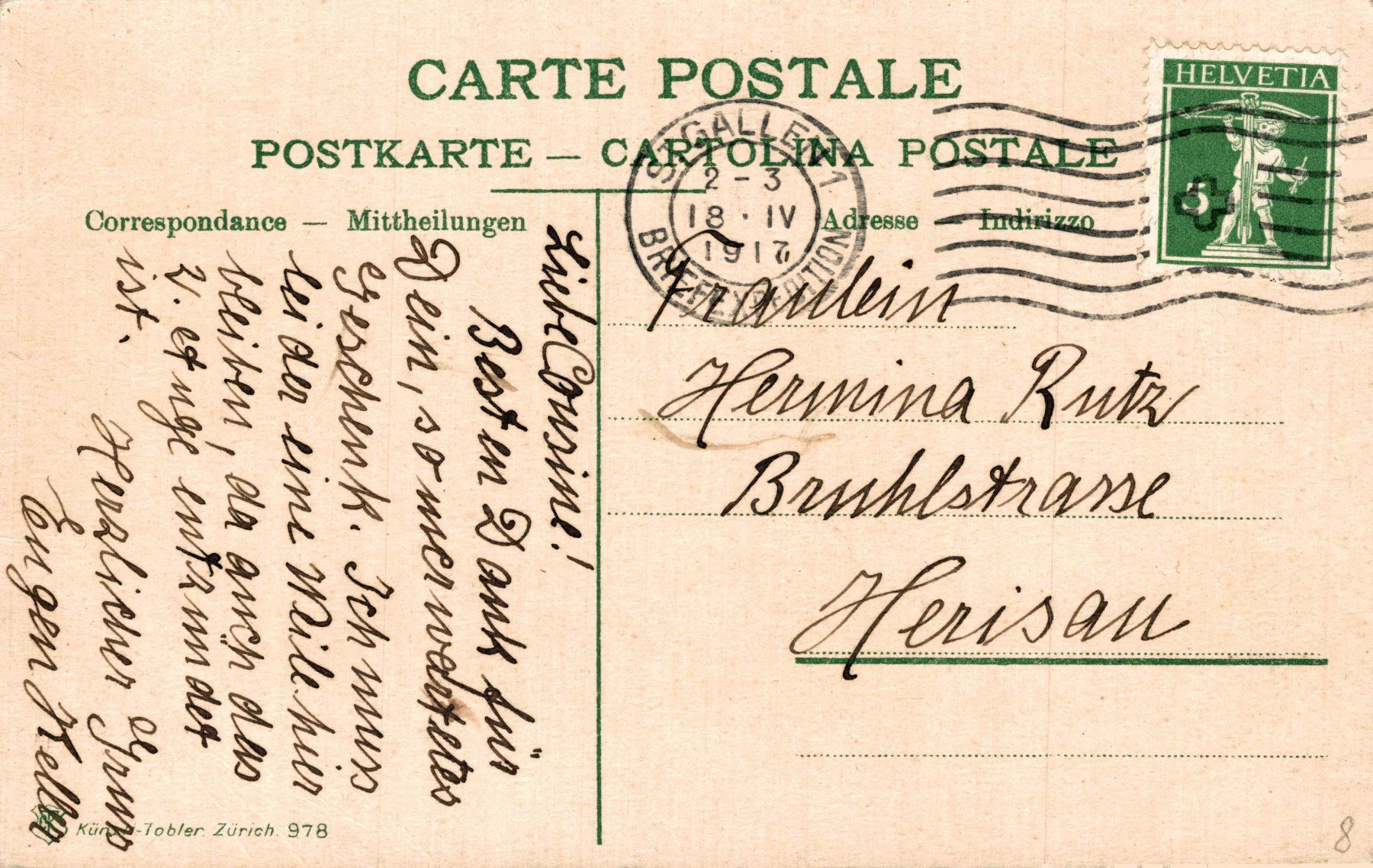 Cartoline postali: St. Gallen - Rosenbergstrasse. Tram – Usato da Bronschhofen venduto da Astore 1