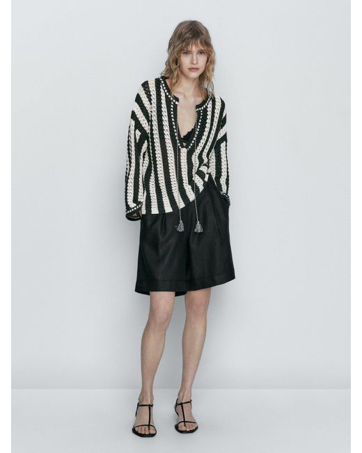 Massimo Dutti Maglioni & Felpe: Damen Pullover gehäkelt Grösse L grün-weiss gestreift – Nuovo (secondo la descrizione) da Hombrechtikon venduto da Marina00 4