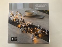 LED Lichterkette Weihnachten silber, Batteriebetrieben.