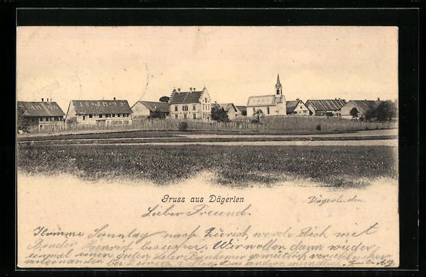 Cartes postales: AK Dägerlen, Ortspartie mit Kirche – D'occasion à Berlin par bartko-reher