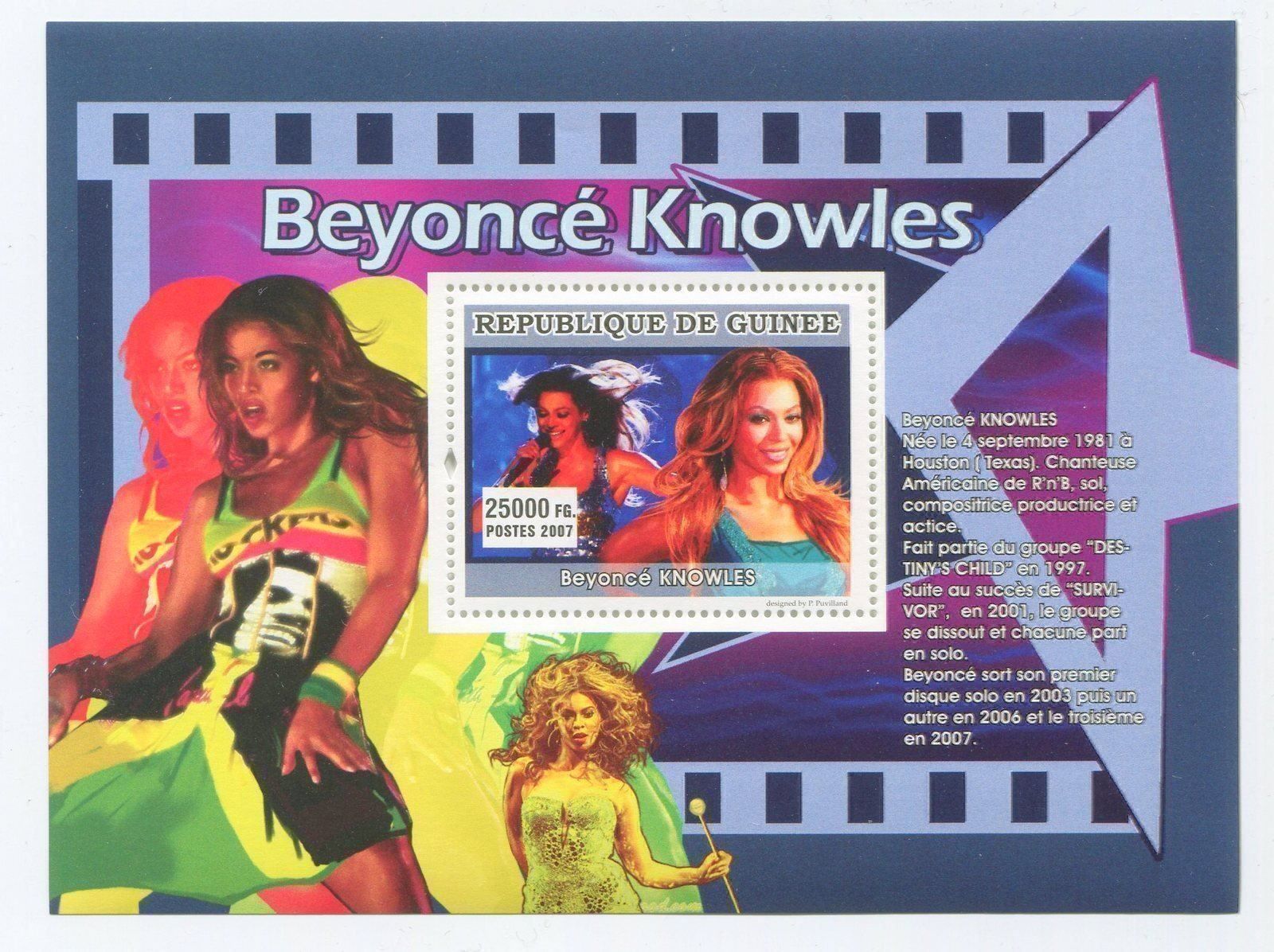 Alle Briefmarken: Block "Beyoncé  Knowles". Guinea. – Neu und originalverpackt aus Basel von Butsch5