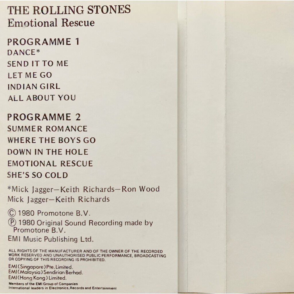 Cassettes audio: ROLLING STONES - EMOTIONAL RESCUE – D'occasion à Bottens par hotter-than-hell 1
