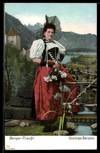 Ansichtskarten: Schöne Bernerin in Trachten mit Blumen – Gebraucht aus Berlin von bartko-reher