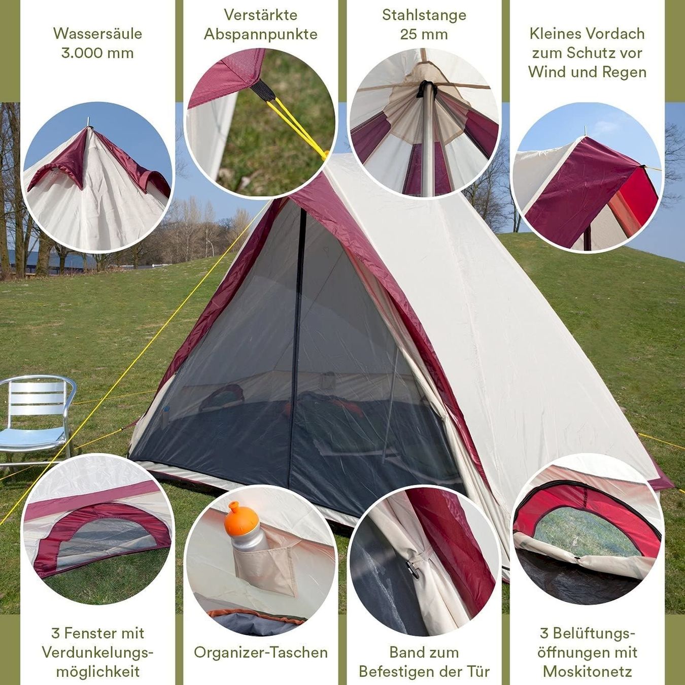 Zelte: Skandika Comanche Tipi 8 Personen beige – Neu und originalverpackt aus Bottighofen von zaap 2