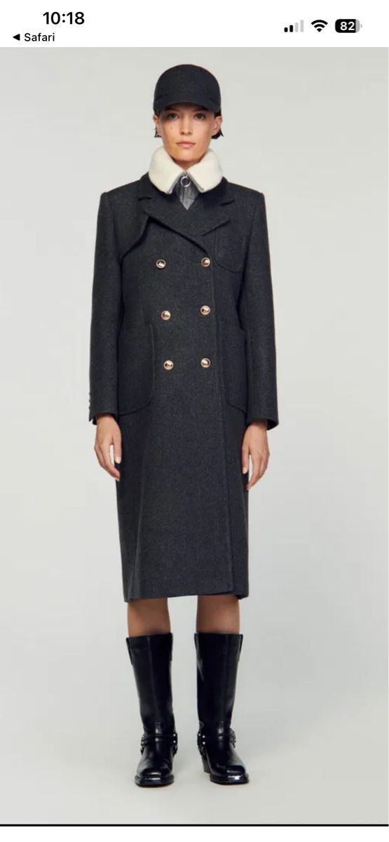 Sandro Manteaux: Sandro Brushed Wool-Blend Twill Coat – Neuf (Voir description) à Oftringen par bashikra 9