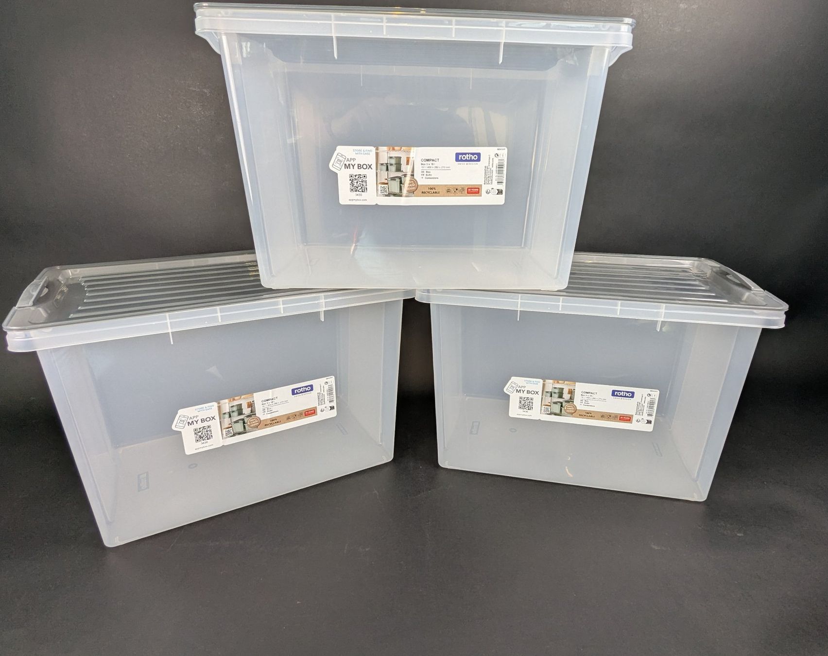 Rotho Contenitori & Simili: ROTHO Compact 3er-Set Box 19 Liter – Nuovo (secondo la descrizione) da Dintikon venduto da Restwert_Dintikon