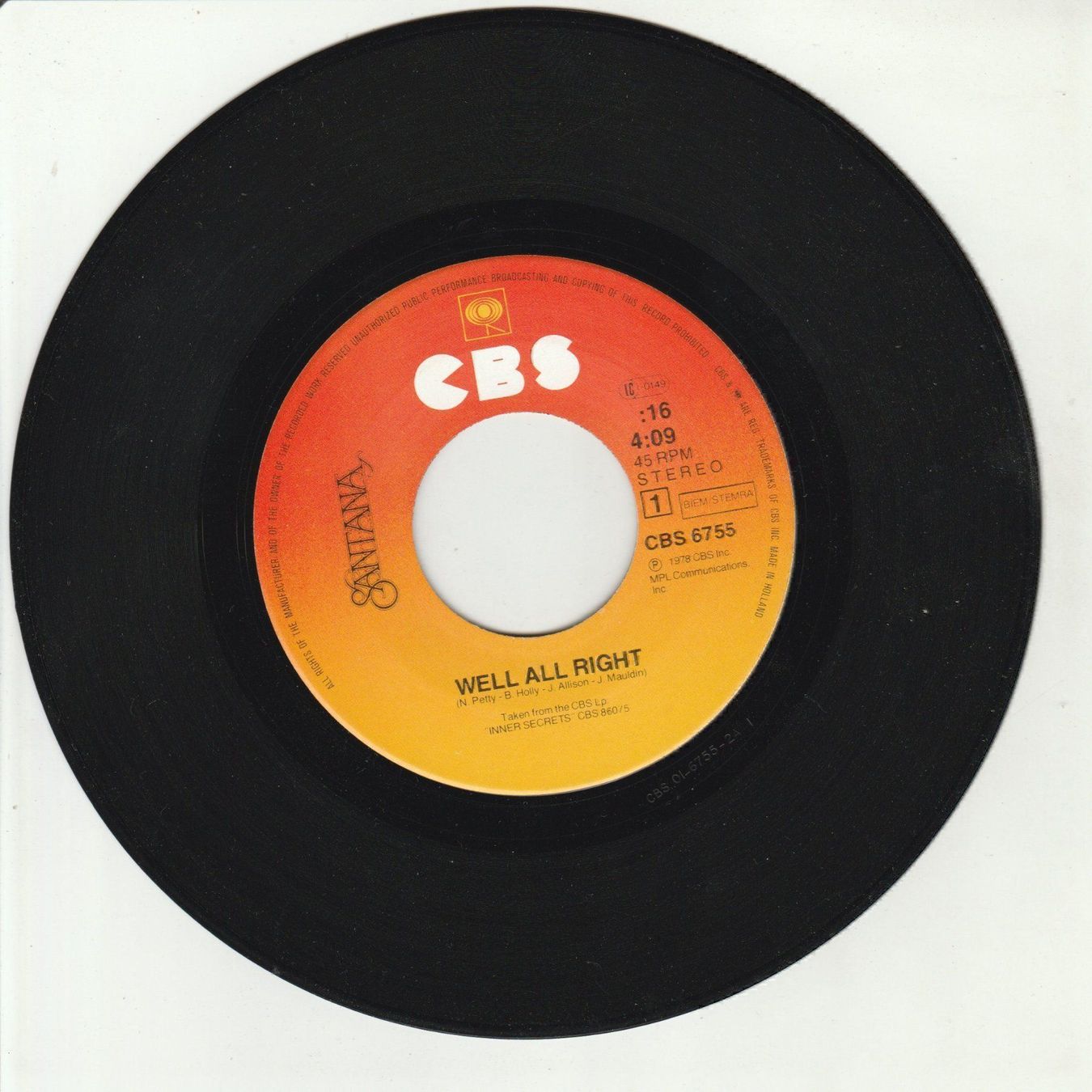 Schallplatten: Santana - Well all right 7" Vinyl 1978 – Gebraucht aus Tübach von JamesStone 2