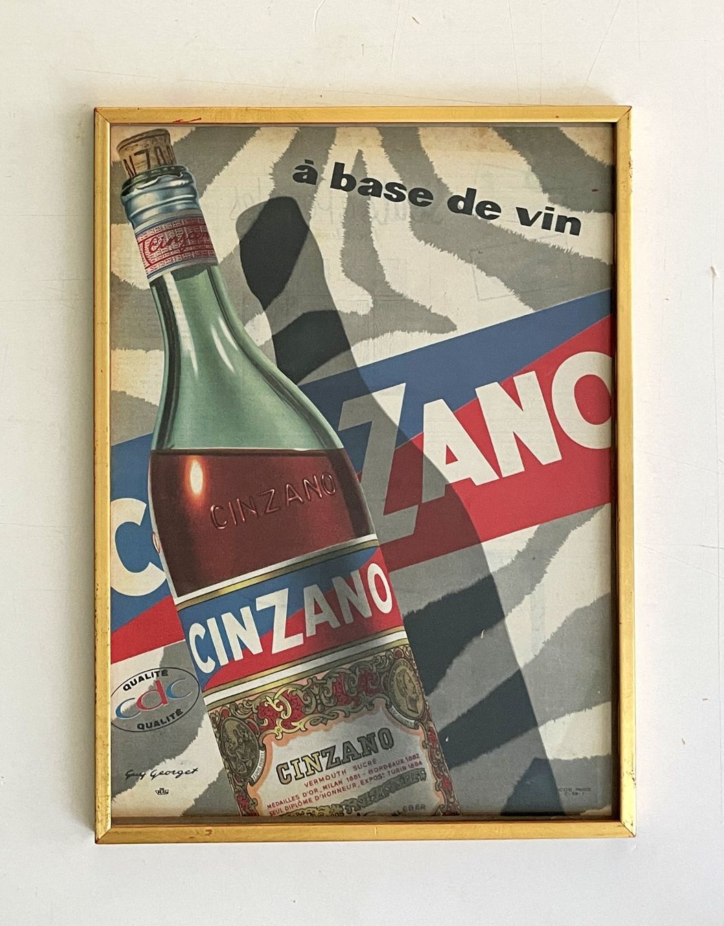 Grafiken & Lithographien: Cinzano - Gerahmte Werbung / Publicité encadrée  1960 – Gebraucht aus Savagnier von Ne2065
