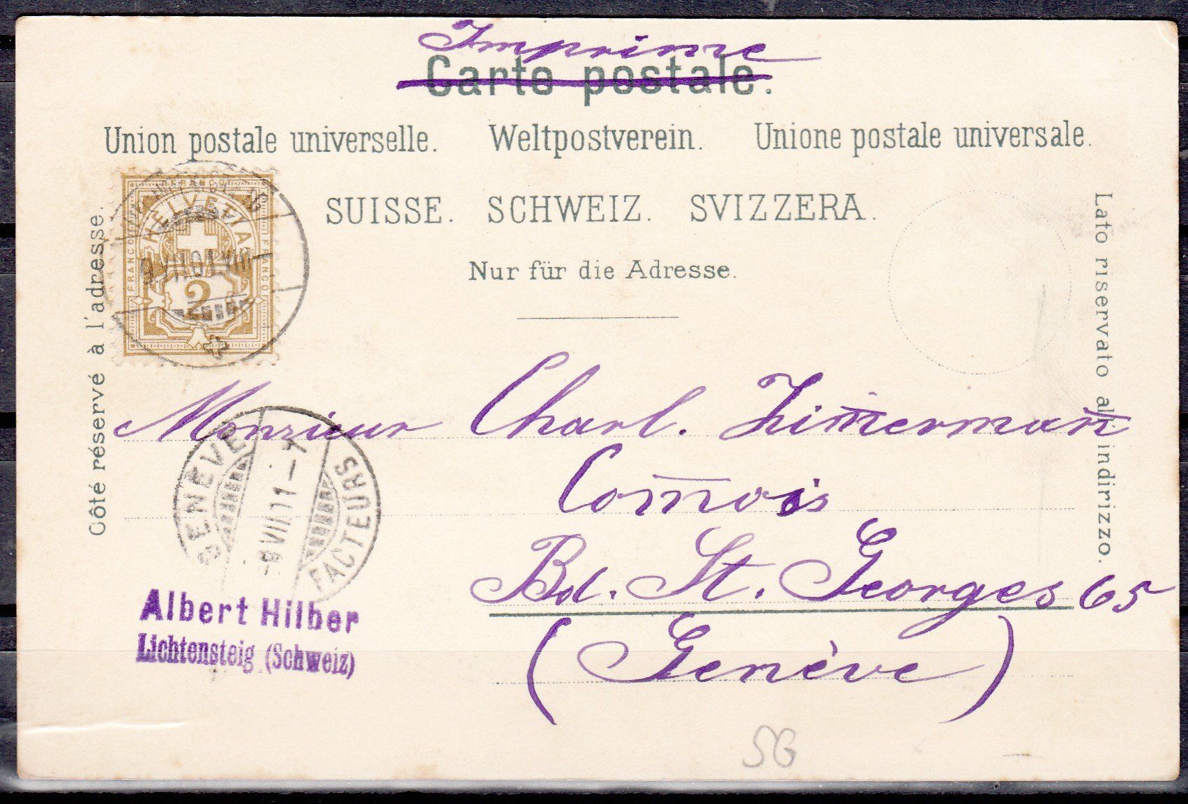 Ansichtskarten: AK Gruss Aus Lichtensteig SG 1901 – Gebraucht aus Herrliberg von Lfrifda 1