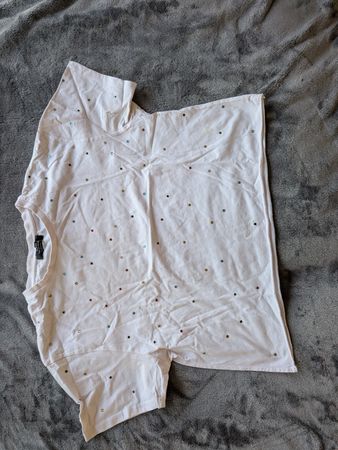 T-shirt blanc femme C&A motif pois strassé taille M