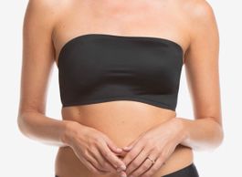 Glossy schwarzes Bandeau, Trägerloser BH, neu