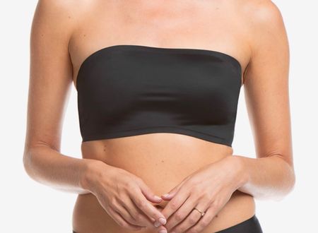 Glossy schwarzes Bandeau, Trägerloser BH, neu