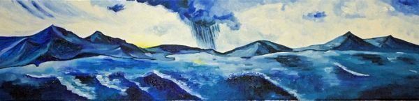 Gemälde: Gewitter über stürmischer See vor Küste – Neu (gemäss Beschreibung) aus Geroldswil von ARTEFACTO 8