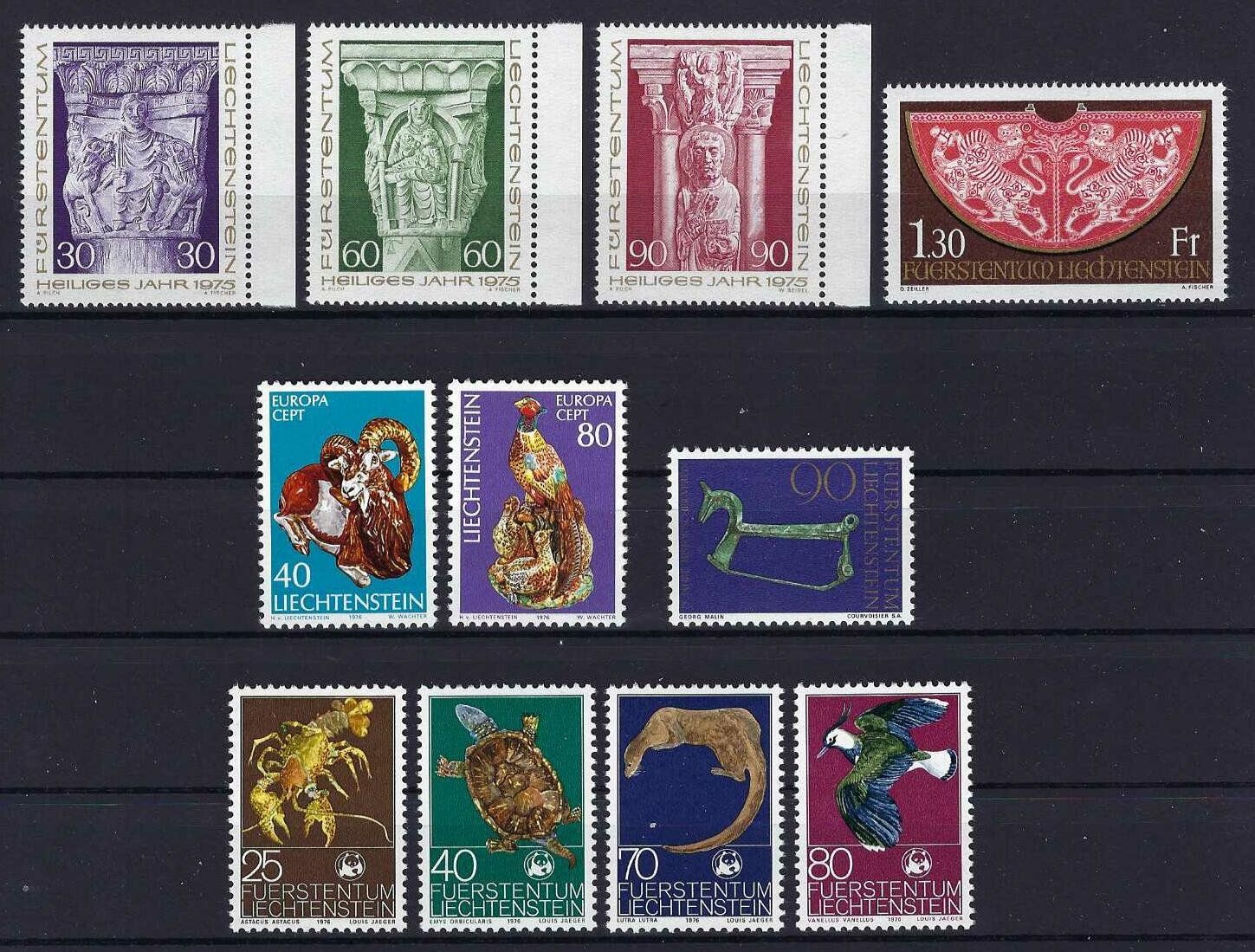 Alle Briefmarken: Lichtenstein 1975/76 top Serien postfrisch – Gebraucht aus Hitzkirch von walti1959