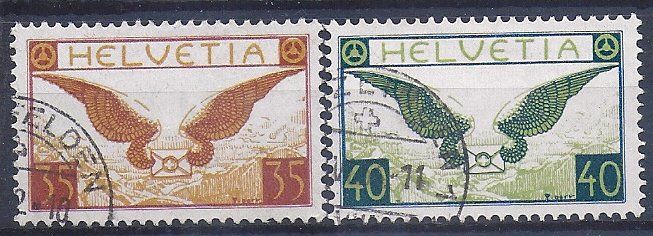 Alle Briefmarken: POSTE AERIENNE No. 14 et 15 – Gebraucht aus Les Verrières von Scampi0