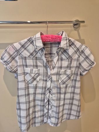 Sommerbluse weiss/grau kariert, Gr. 44
