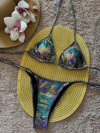 Glanz Bikini Schlangenoptik -M– Gratis Versand