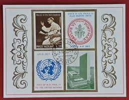 VATIKAN USA UNO NEW YORK VIGNETTE MARKE PAPST PAUL GEST 1965