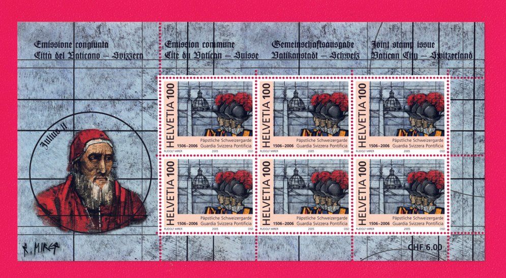 Alle Briefmarken: 2005, 1184, Sonderbogen Schweizergarde, Postfrisch** – Neu (gemäss Beschreibung) aus Lupfig von lubor