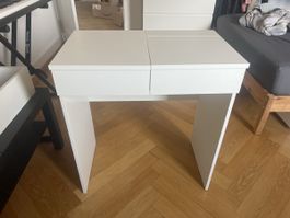Schminktisch mit Spiegel weiss/rot