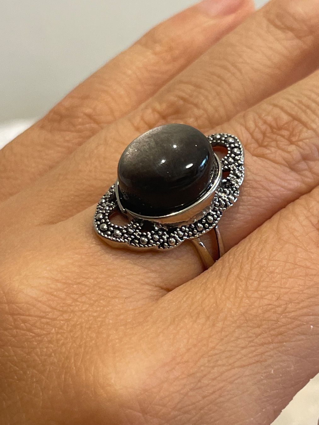 Ringe: 100 % echter Silberobsidian-Ring – Edelsteinring – Neu und originalverpackt aus Schiers von sisikristall 1