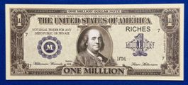 **1 Million Dollar USA Fantasie-Gedenknote in Top**