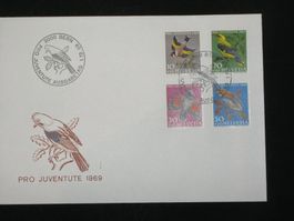 Pro Juventute FDC 1969 Nr. 228 - 231  Einheimische Vögel