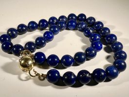 Collier Lapis Lazuli véritable Fermoir en Or 18K et diamants