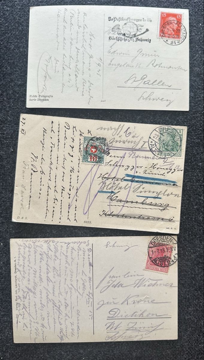 Cartoline postali: Dresden 3 AK gelaufen Lot1 – Usato da Wettingen venduto da Phibras 1