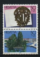 1990, Gedenkblock, Helvetia Geneve 90, senkrechtes Paar **