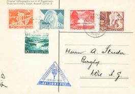 Ballonpost Org. Litho A.W.Diggelmann mit interessanter Frank