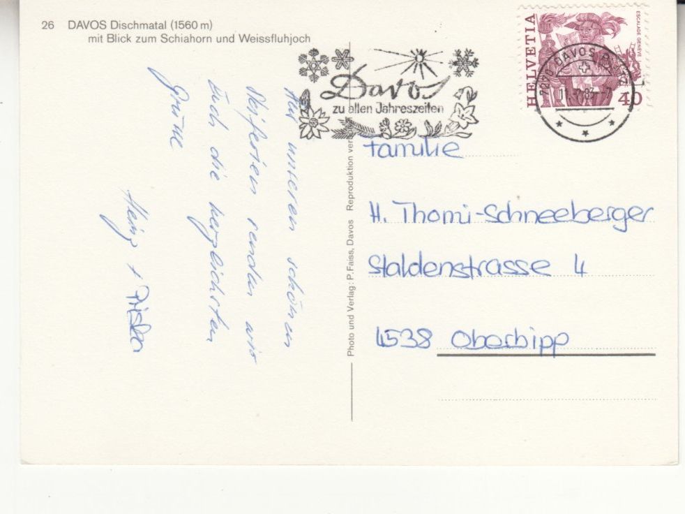 Ansichtskarten: Dischmatal 1983 – Gebraucht aus Bürglen TG von StampGraf 1
