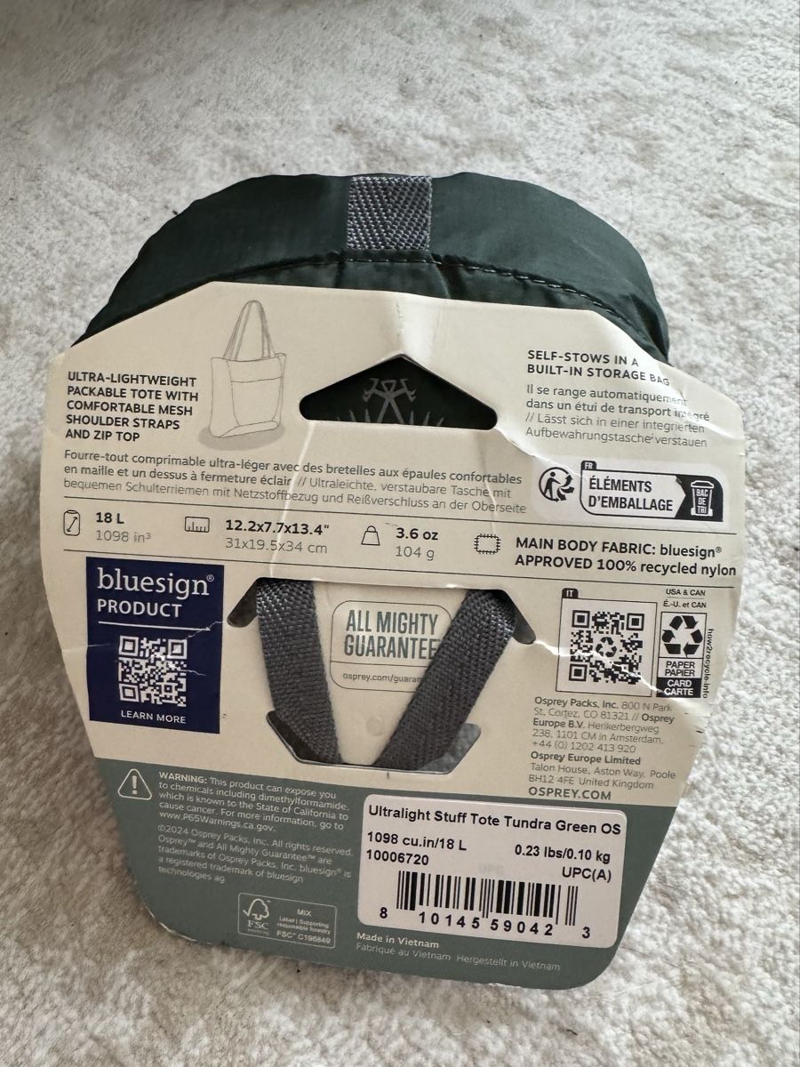 Osprey Borse: Osprey Stuff Tote Ultralight green 18L new – Nuovo e nell'imballaggio originale da Zürich venduto da di_archive 3