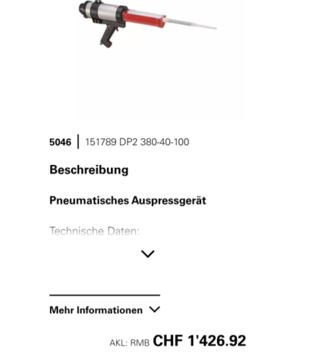 Sulzer Tutti gli attrezzi: Pneumatisches Auspressgerät SULZER NP. 1426 CHF – Nuovo e nell'imballaggio originale da Walzenhausen venduto da Ironmegakid