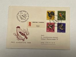 CH FDC Pro Juventute Satz 1968 Einschreiben